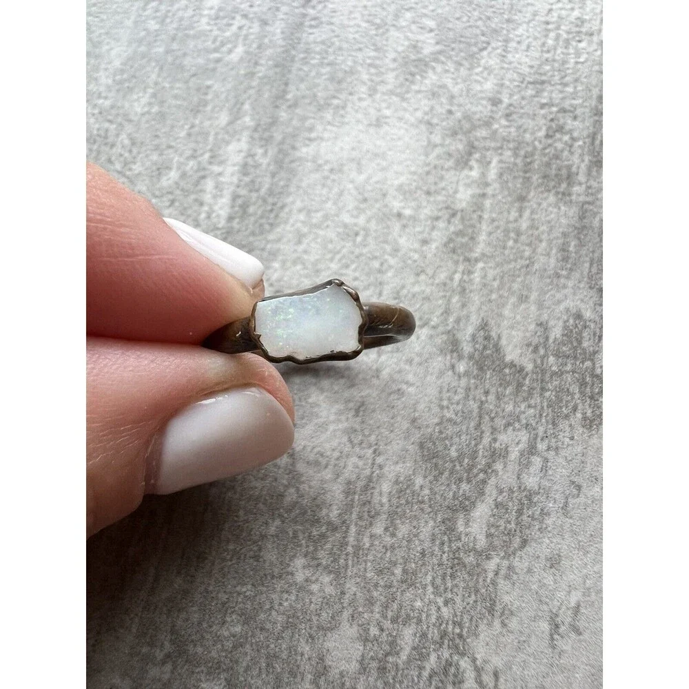 One Of a Kind Handmade Opal Ring Raw Stone Natural Beauty Simple Size 6